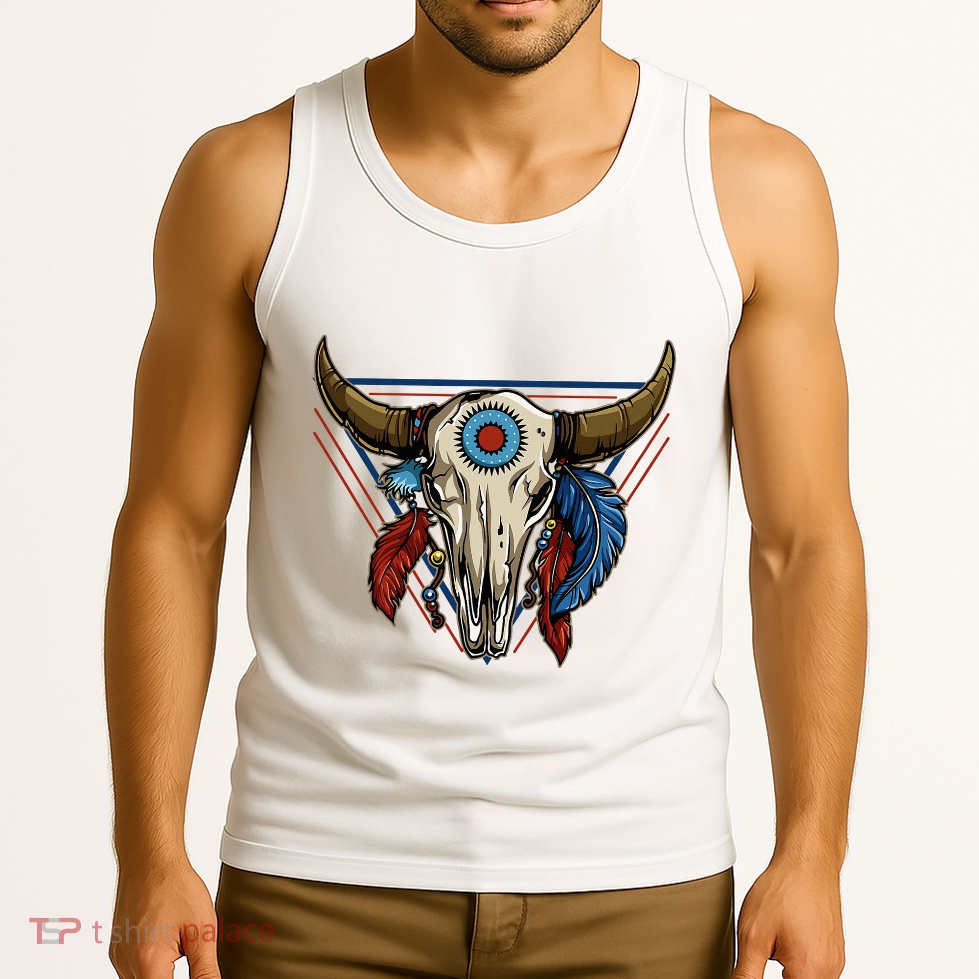 Classic Buffalo Skull Native American Tribe Totem Tank Top