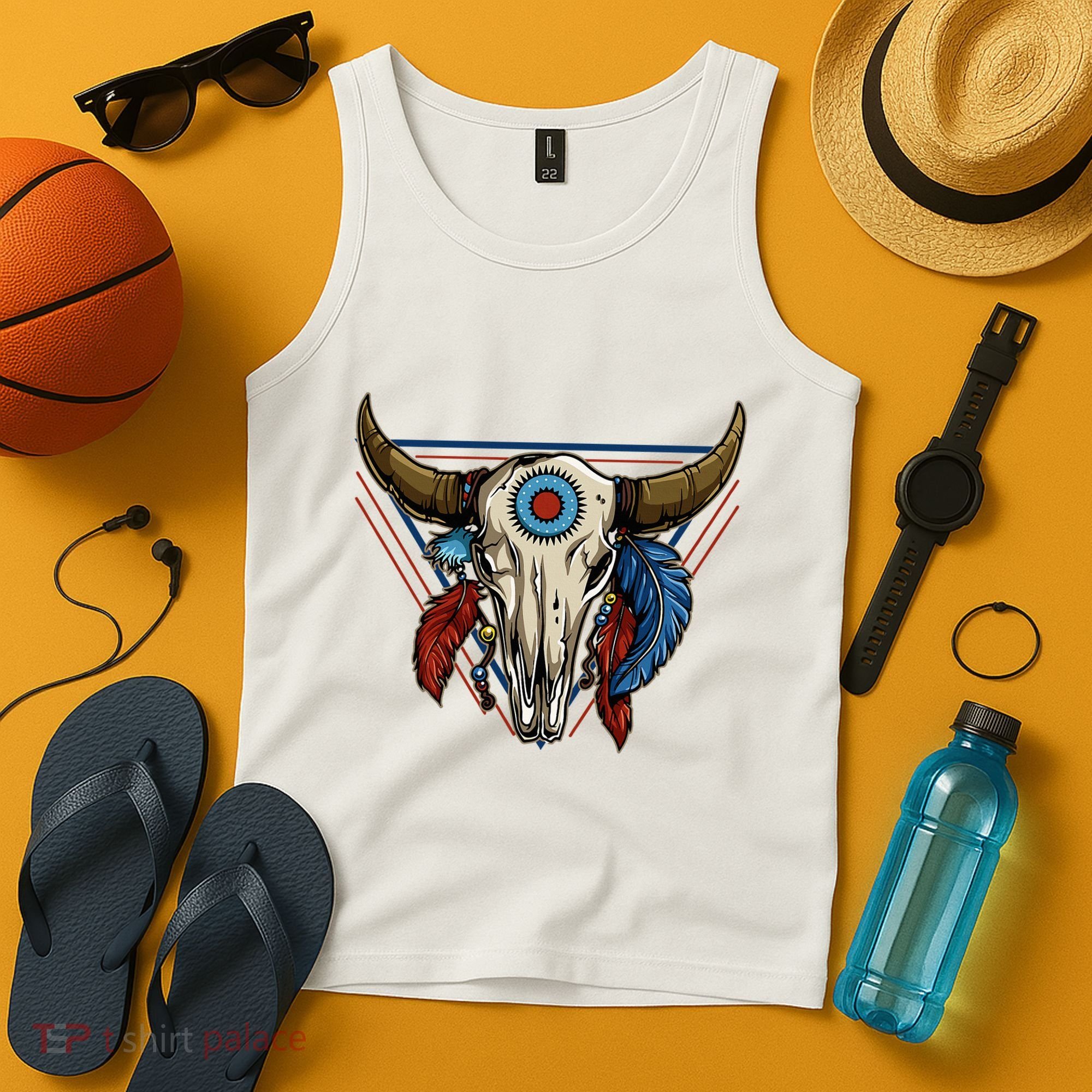 Classic Buffalo Skull Native American Tribe Totem Tank Top