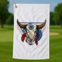Classic Buffalo Skull Native American Tribe Totem Golf Towel thumb 1