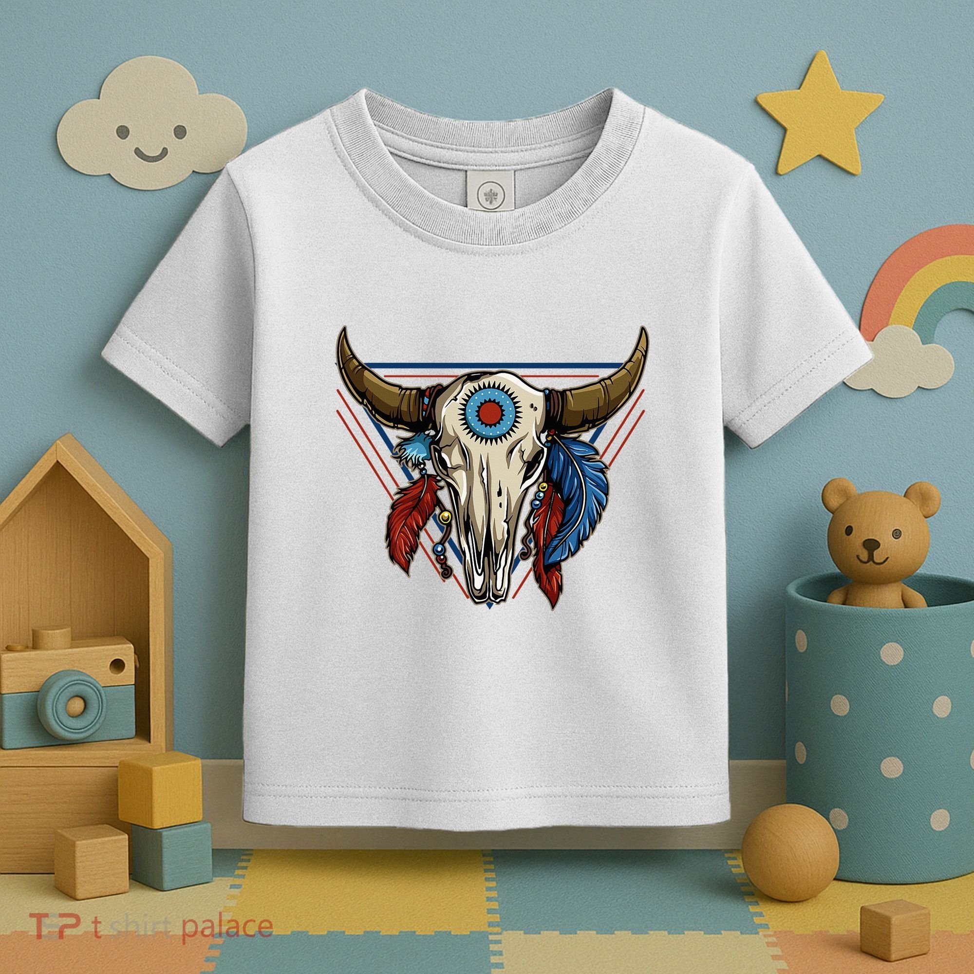 Classic Buffalo Skull Native American Tribe Totem Toddler T-Shirt