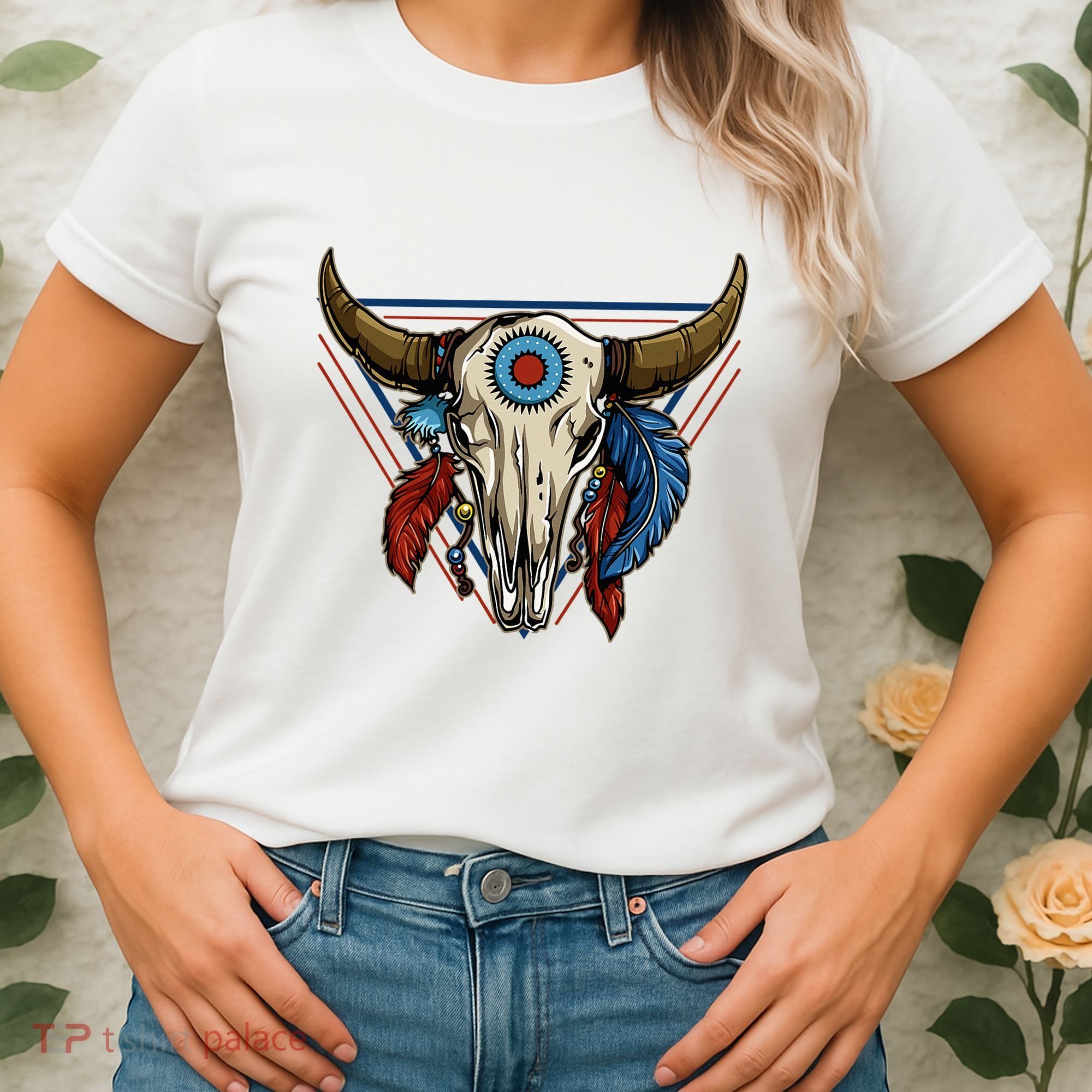 Classic Buffalo Skull Native American Tribe Totem Women's T-Shirt