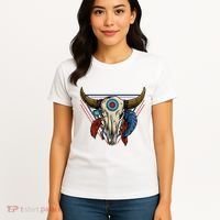 Classic Buffalo Skull Native American Tribe Totem Women's T-Shirt thumb 4