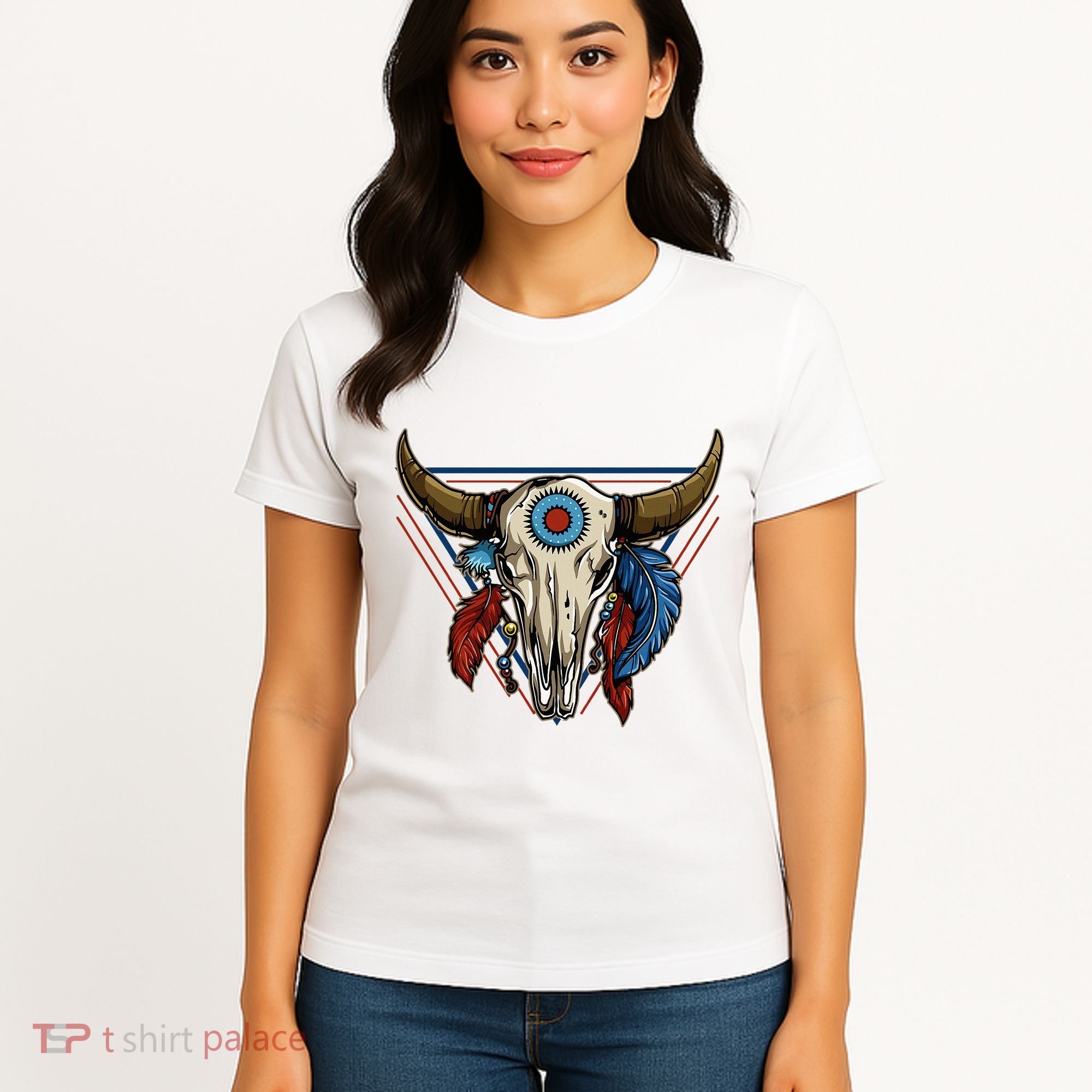 Classic Buffalo Skull Native American Tribe Totem Women's T-Shirt
