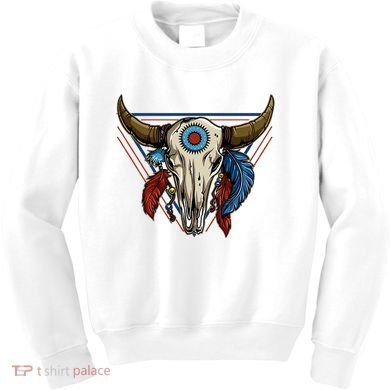 Classic Buffalo Skull Native American Tribe Totem Kids Sweatshirt