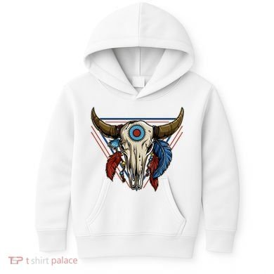 Classic Buffalo Skull Native American Tribe Totem Kids Hoodie