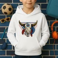 Classic Buffalo Skull Native American Tribe Totem Kids Hoodie thumb 2