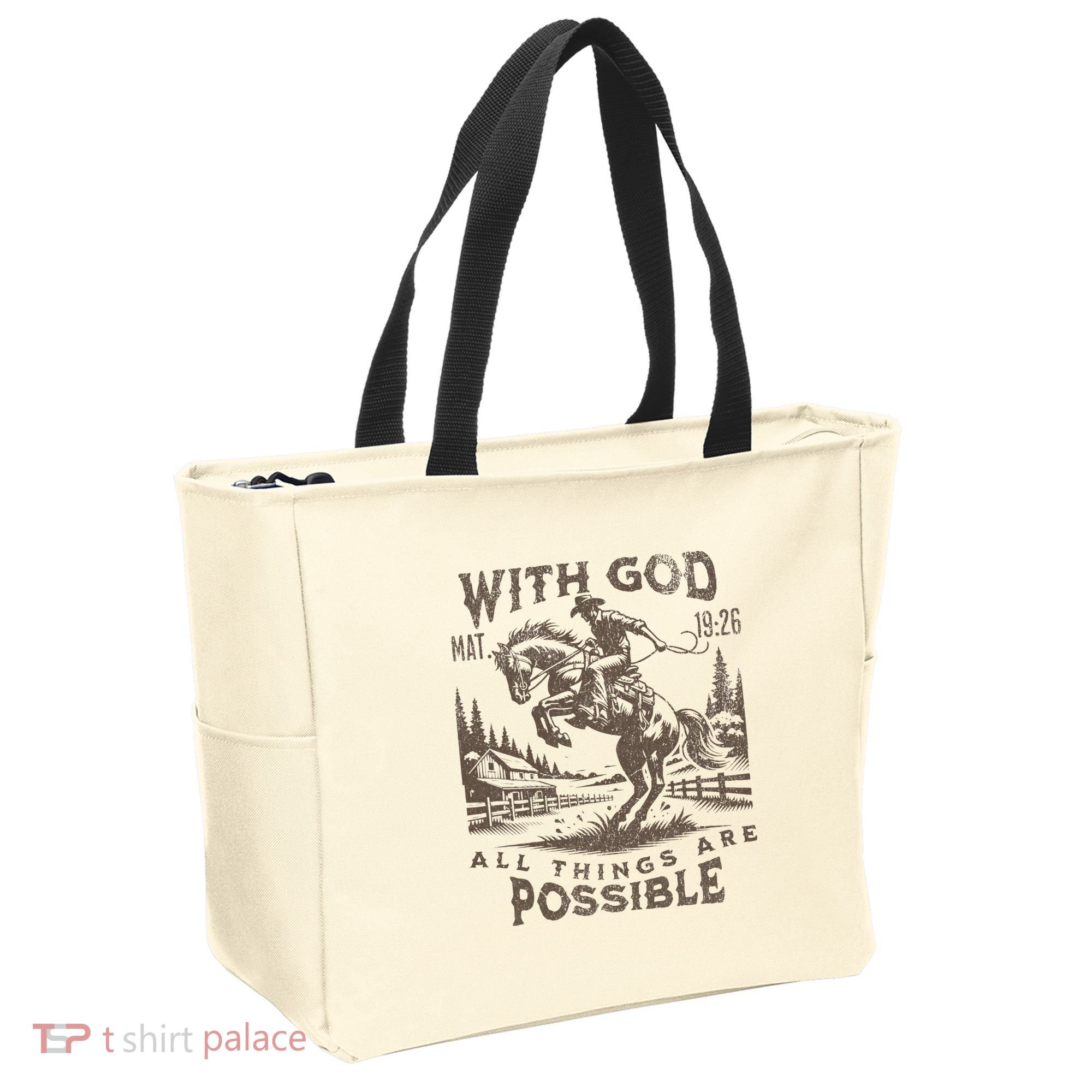 Cowboy Bible Scripture Verse Western Jesus For Faith Tote Bag