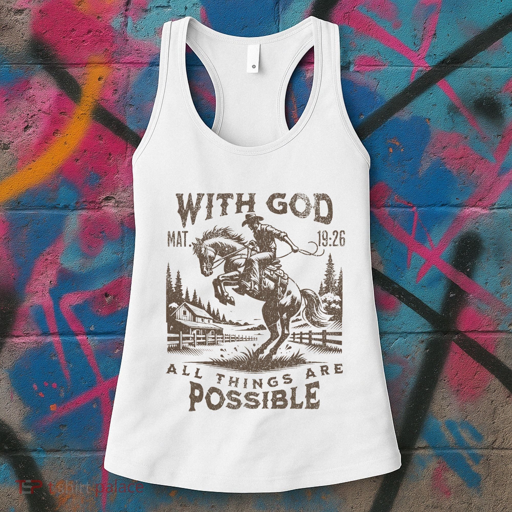 Cowboy Bible Scripture Verse Western Jesus For Faith Women's Tank Top