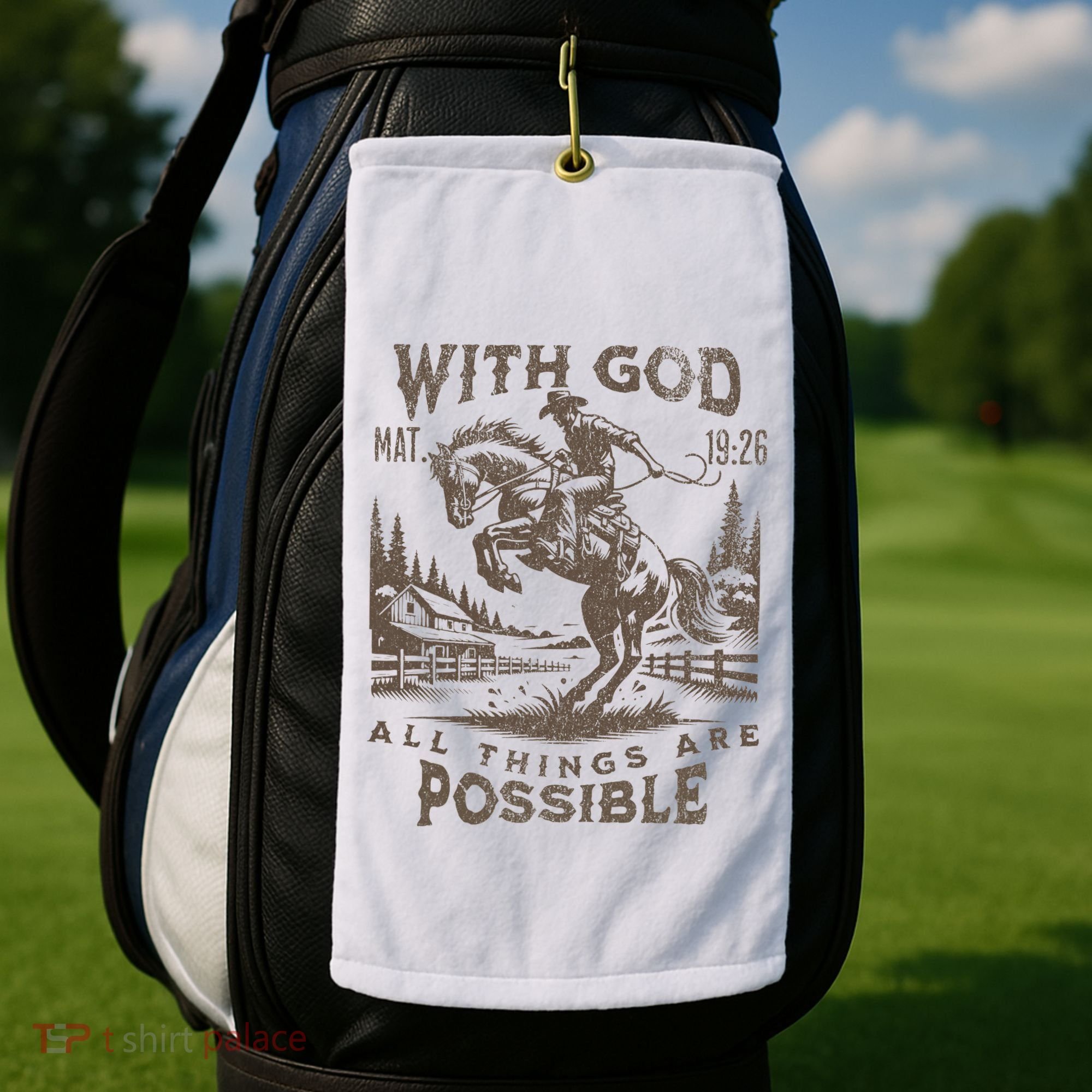 Cowboy Bible Scripture Verse Western Jesus For Faith Golf Towel