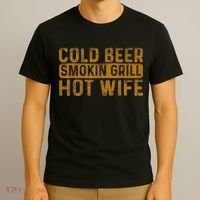 Cold Beer Smoking Grill Hotwife Husband Wife Bbq Joke T-Shirt thumb 3