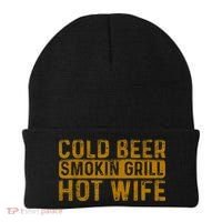 Cold Beer Smoking Grill Hotwife Husband Wife Bbq Joke Beanie thumb 0