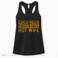 Cold Beer Smoking Grill Hotwife Husband Wife Bbq Joke Women's Tank Top thumb 0