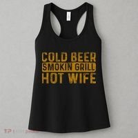 Cold Beer Smoking Grill Hotwife Husband Wife Bbq Joke Women's Tank Top thumb 3