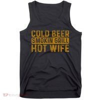 Cold Beer Smoking Grill Hotwife Husband Wife Bbq Joke Tank Top thumb 0