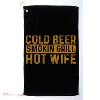 Cold Beer Smoking Grill Hotwife Husband Wife Bbq Joke Golf Towel thumb 0