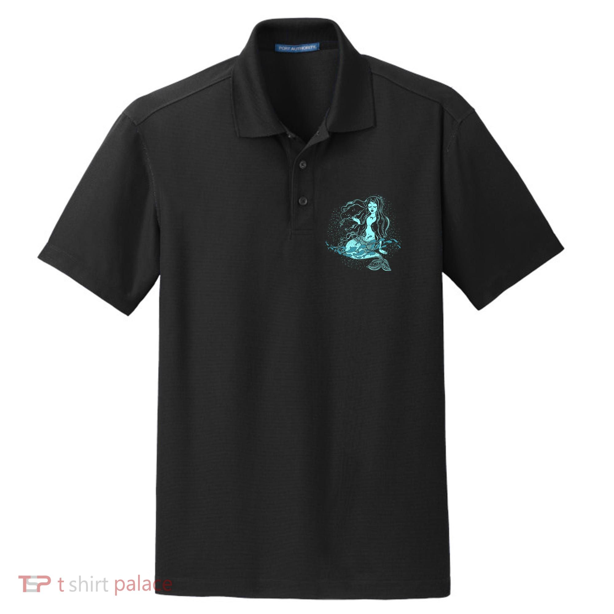 Cute Boho Space Galaxy Mermaid Dry Zone Grid Polo