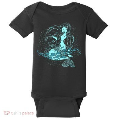 Cute Boho Space Galaxy Mermaid Baby Bodysuit