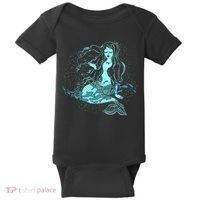 Cute Boho Space Galaxy Mermaid Baby Bodysuit thumb 0