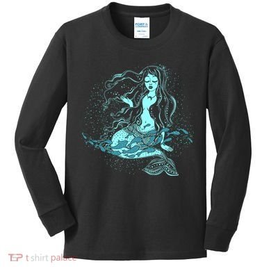 Cute Boho Space Galaxy Mermaid Kids Long Sleeve Shirt