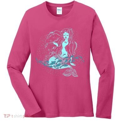 Cute Boho Space Galaxy Mermaid Women's Long Sleeve Shirt