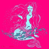 Cute Boho Space Galaxy Mermaid Women's Long Sleeve Shirt thumb 2