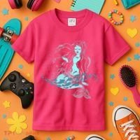 Cute Boho Space Galaxy Mermaid Kids T-Shirt thumb 3