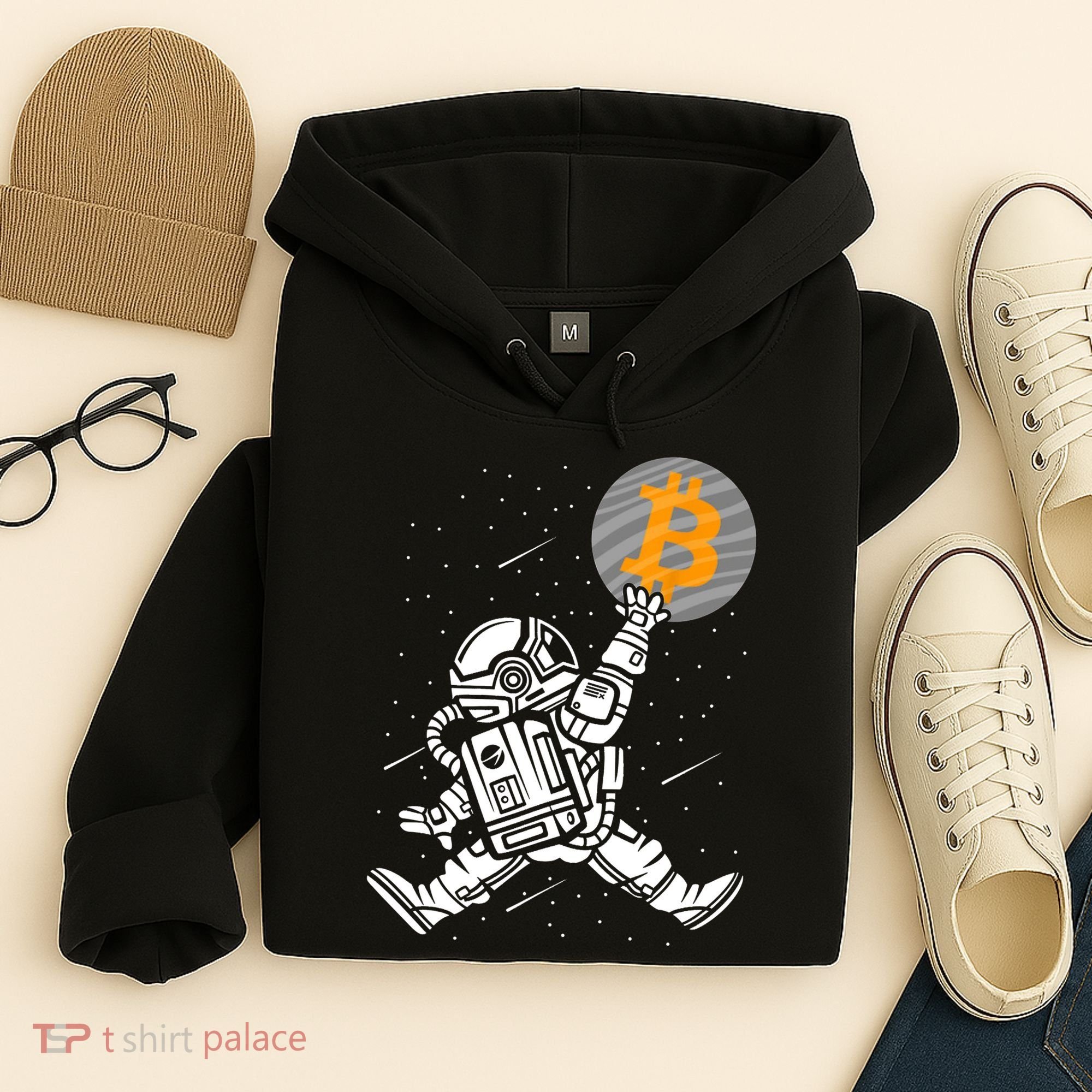 Cryptocurrency Bitcoin Space Moon Funny Hoodie