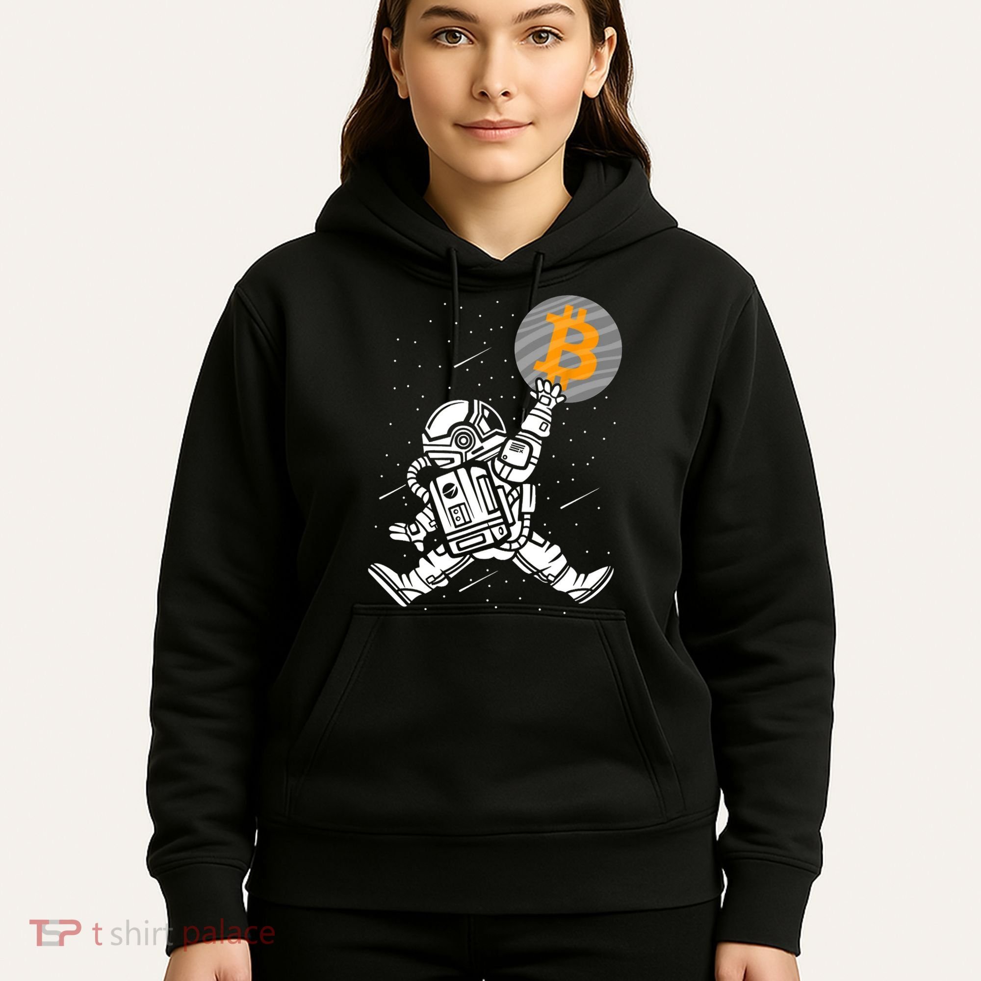 Cryptocurrency Bitcoin Space Moon Funny Hoodie