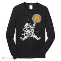 Cryptocurrency Bitcoin Space Moon Funny Long Sleeve Shirt thumb 0