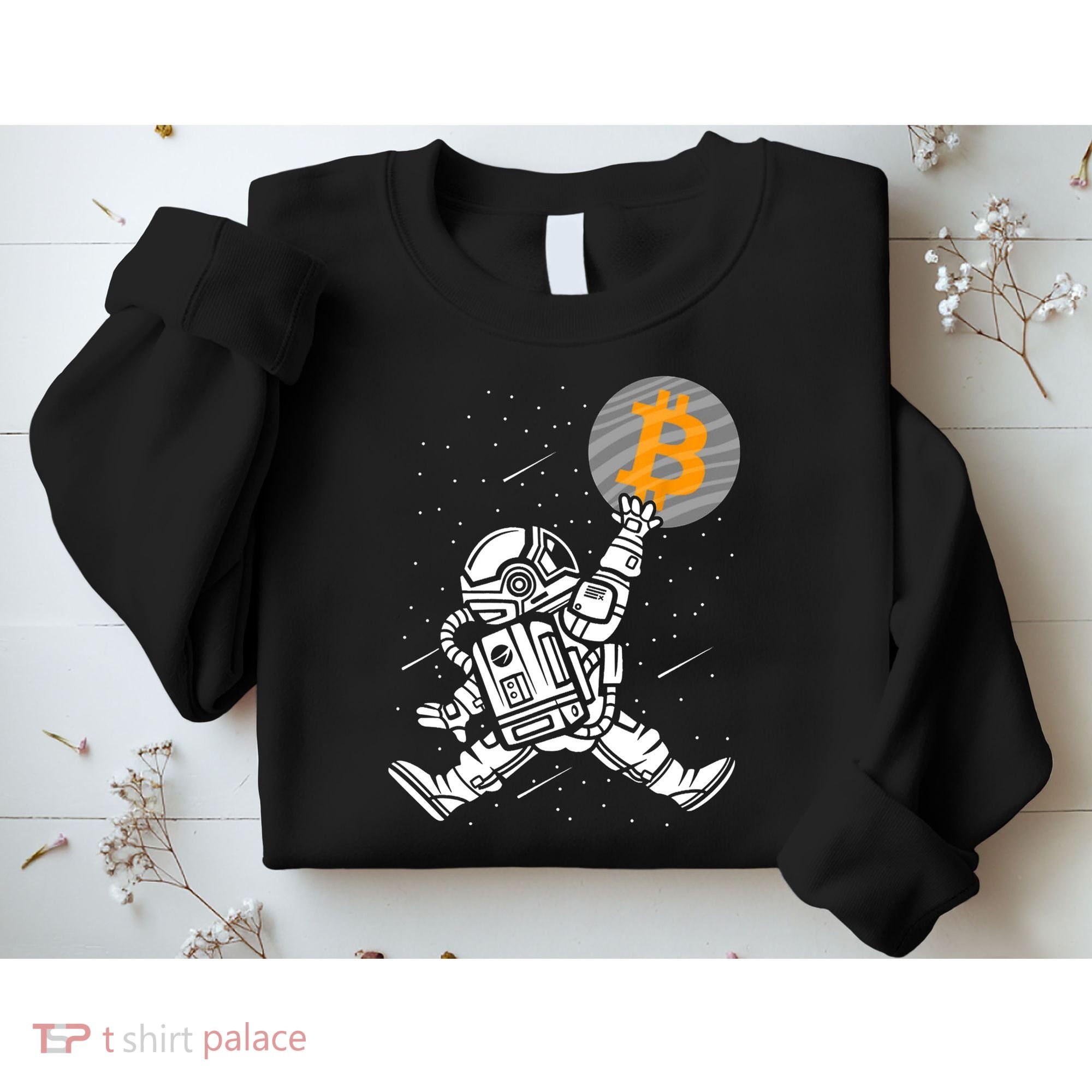 Cryptocurrency Bitcoin Space Moon Funny Sweatshirt