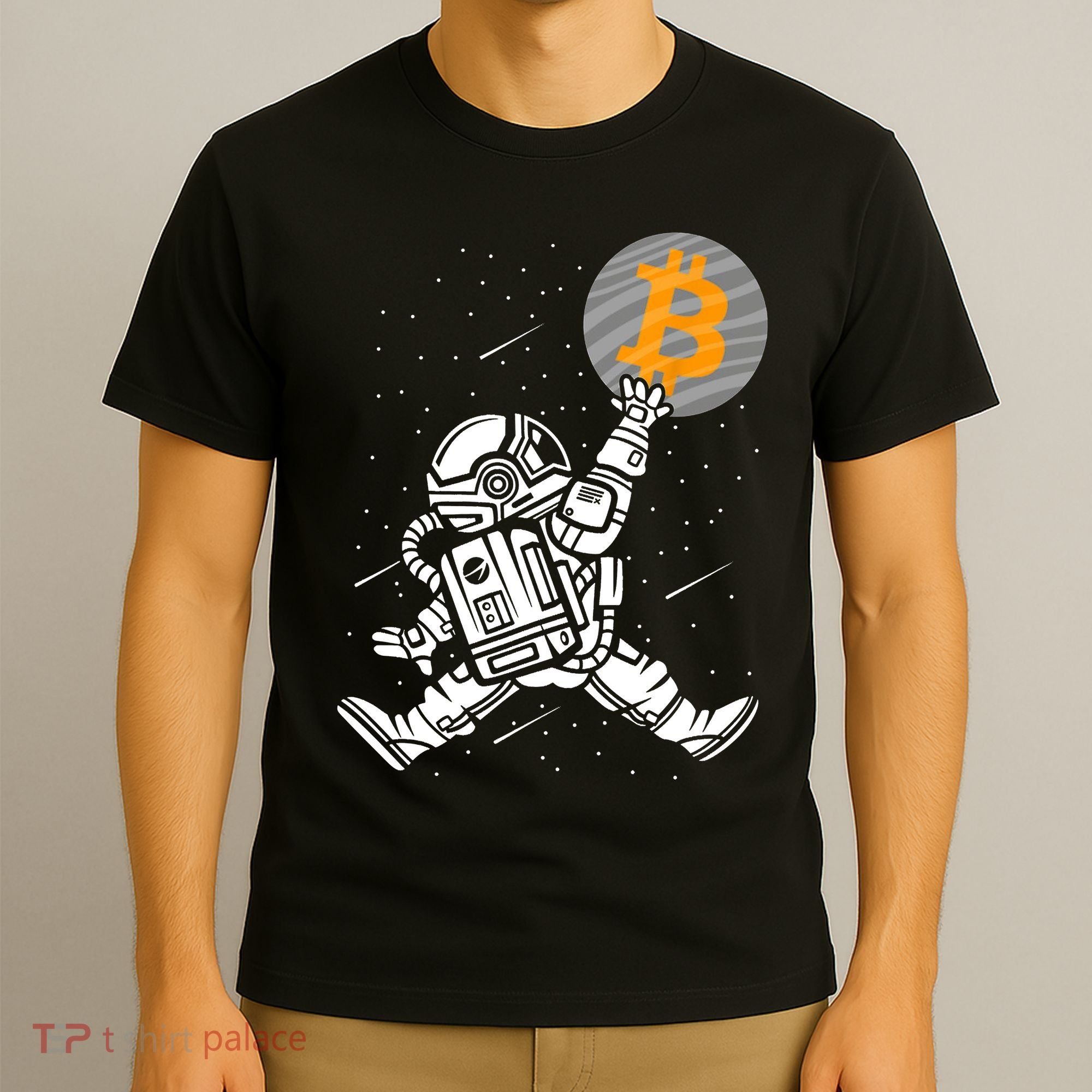 Cryptocurrency Bitcoin Space Moon Funny T-Shirt