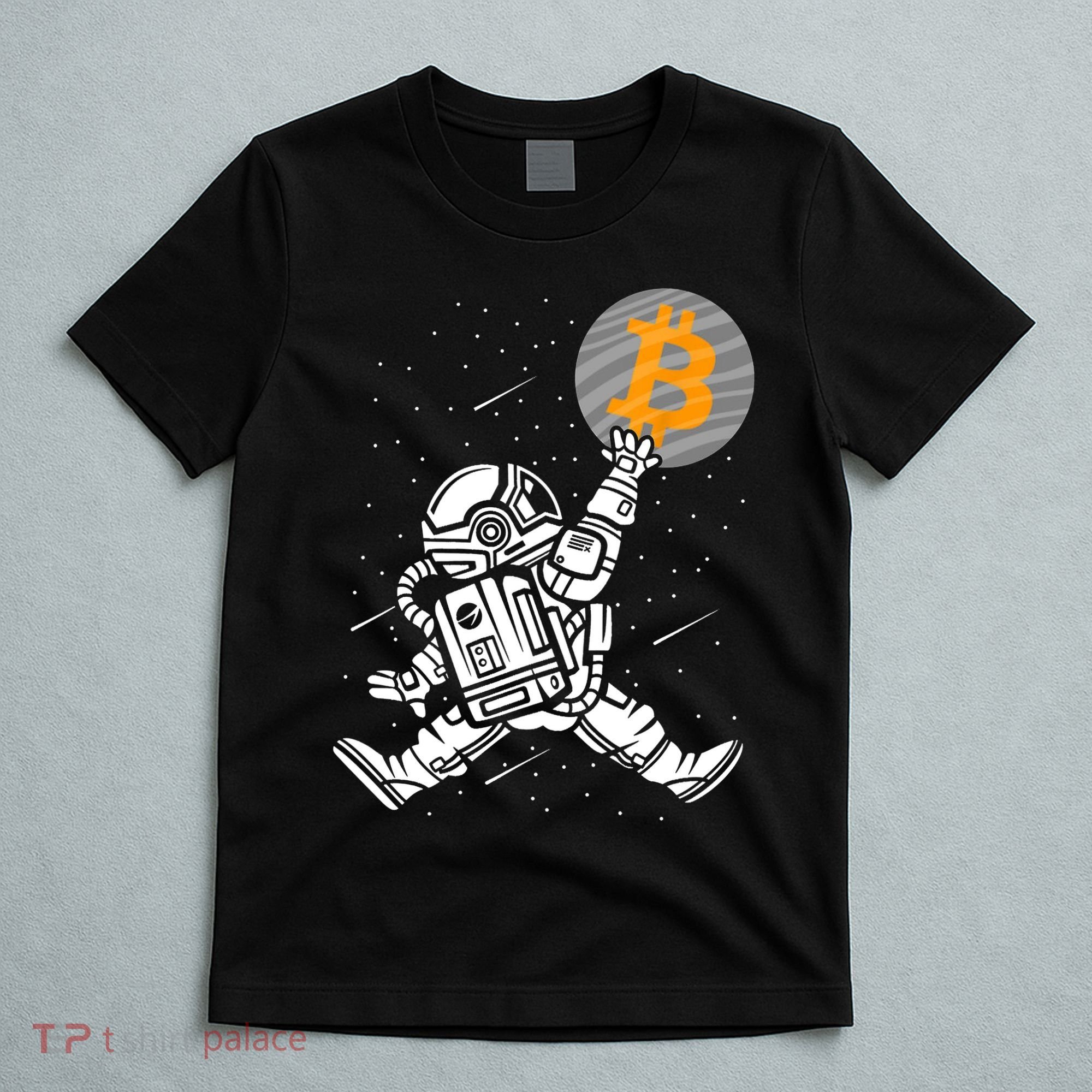 Cryptocurrency Bitcoin Space Moon Funny T-Shirt