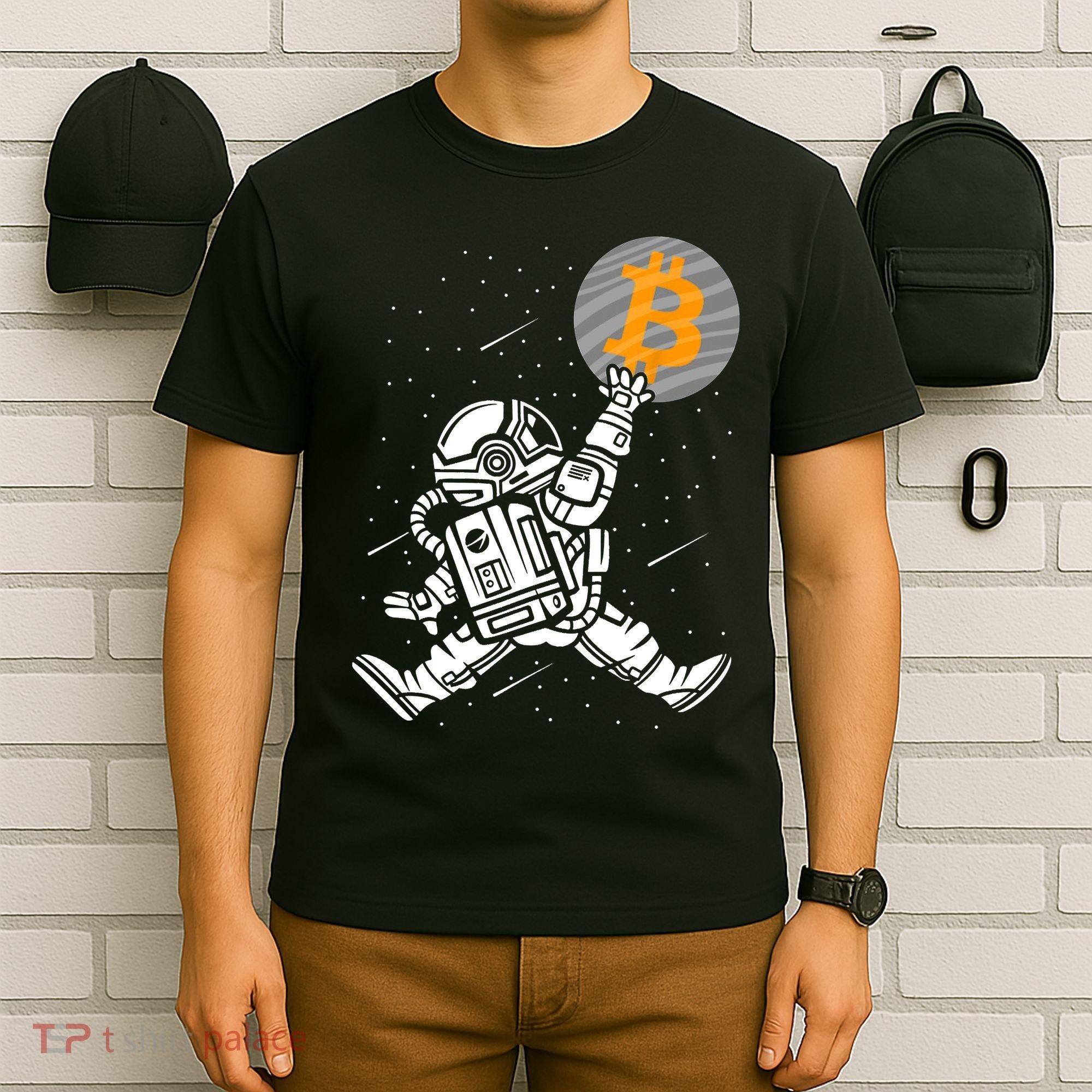 Cryptocurrency Bitcoin Space Moon Funny T-Shirt