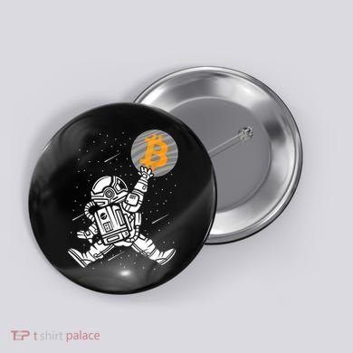 Cryptocurrency Bitcoin Space Moon Funny Button