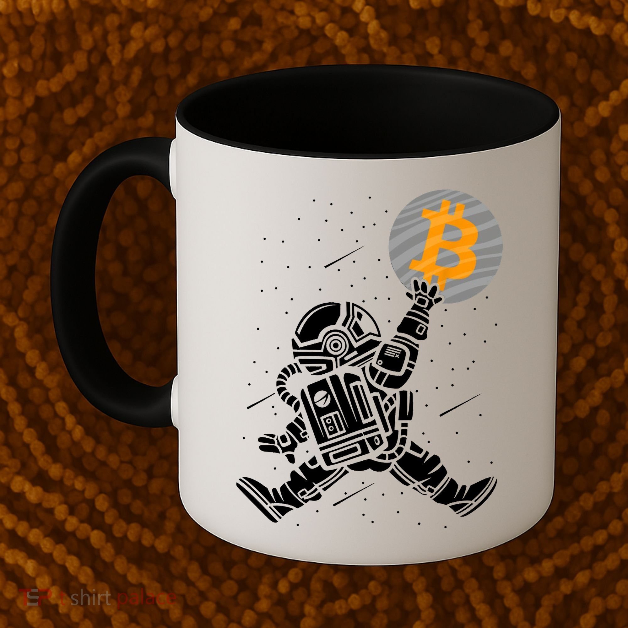 Cryptocurrency Bitcoin Space Moon Funny Coffee Mug