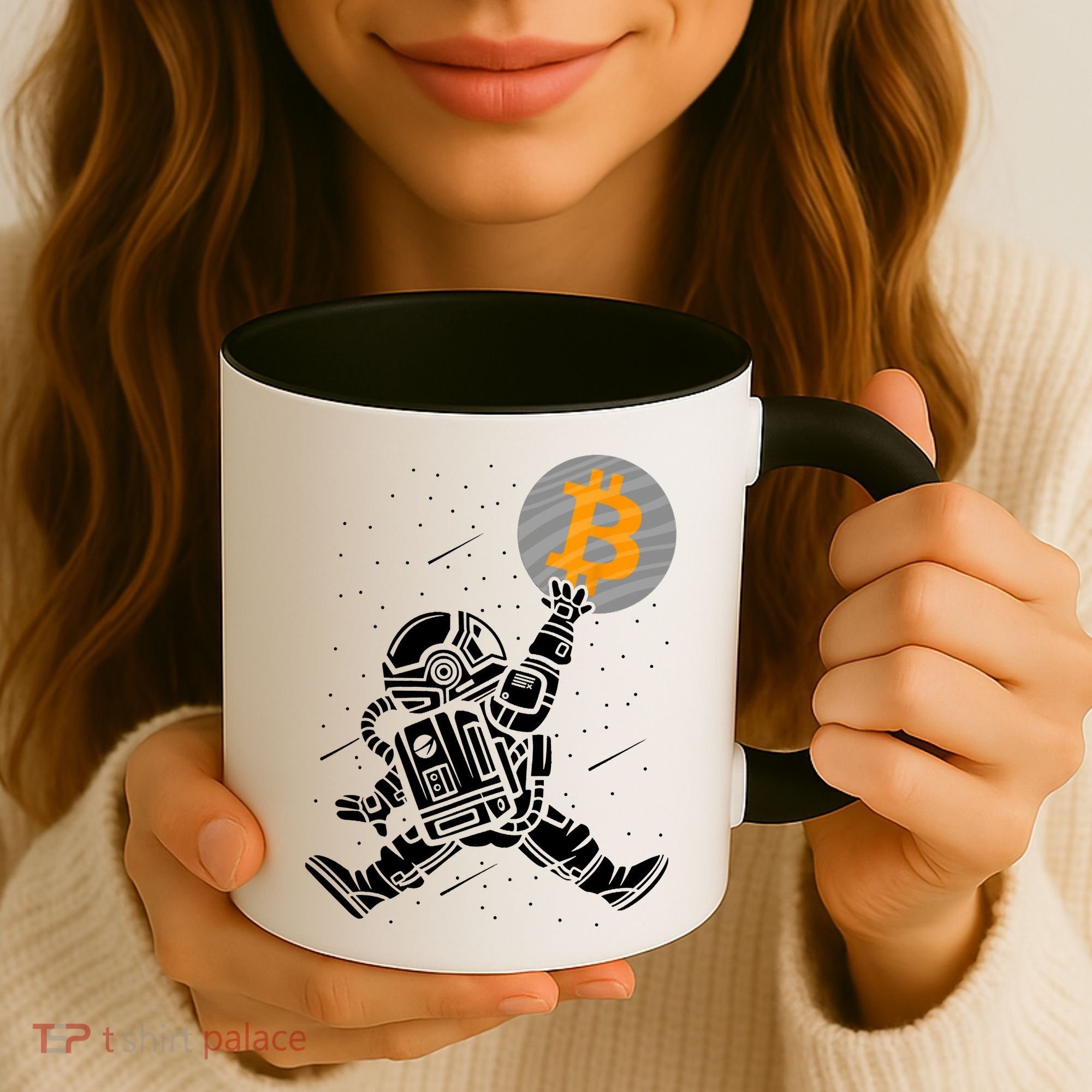 Cryptocurrency Bitcoin Space Moon Funny Coffee Mug