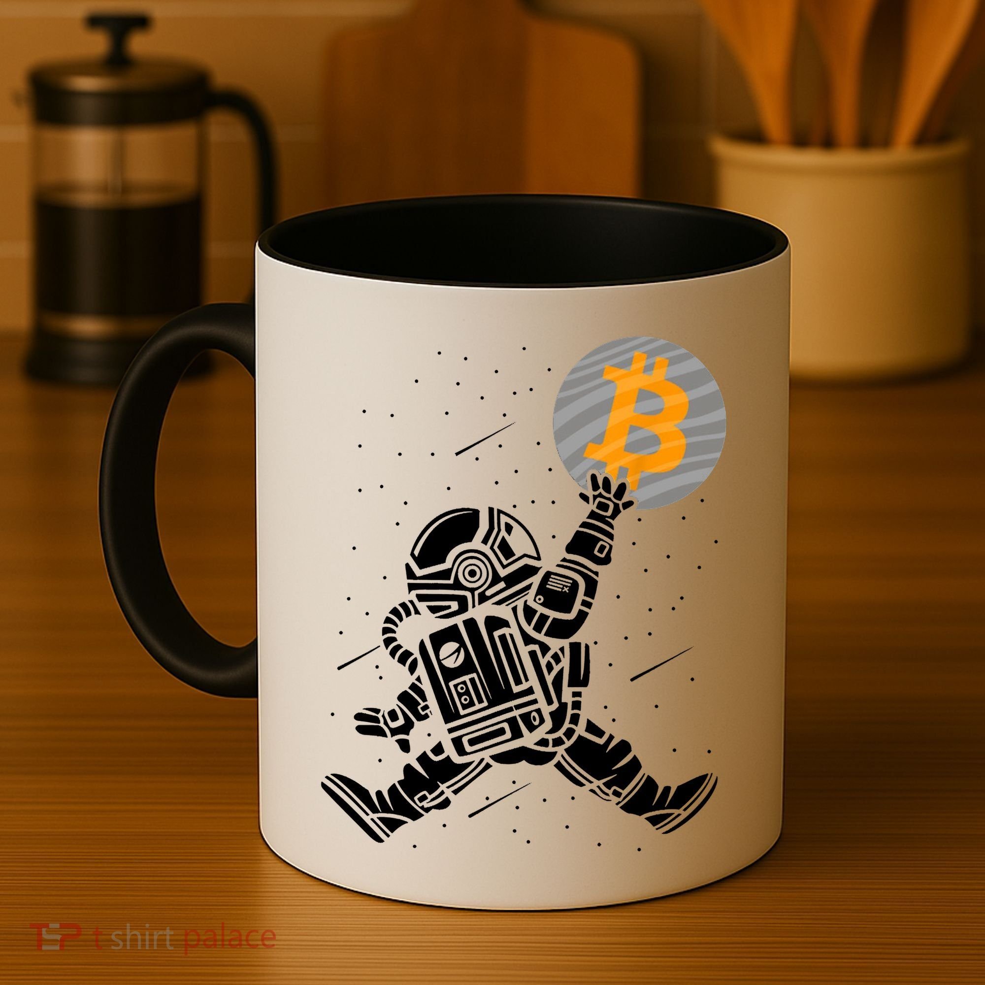 Cryptocurrency Bitcoin Space Moon Funny Coffee Mug