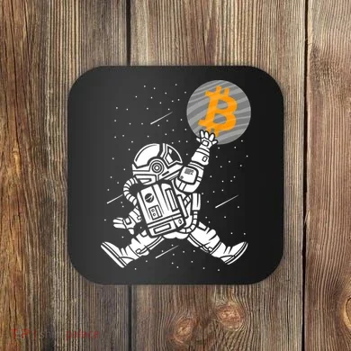 Cryptocurrency Bitcoin Space Moon Funny Coaster