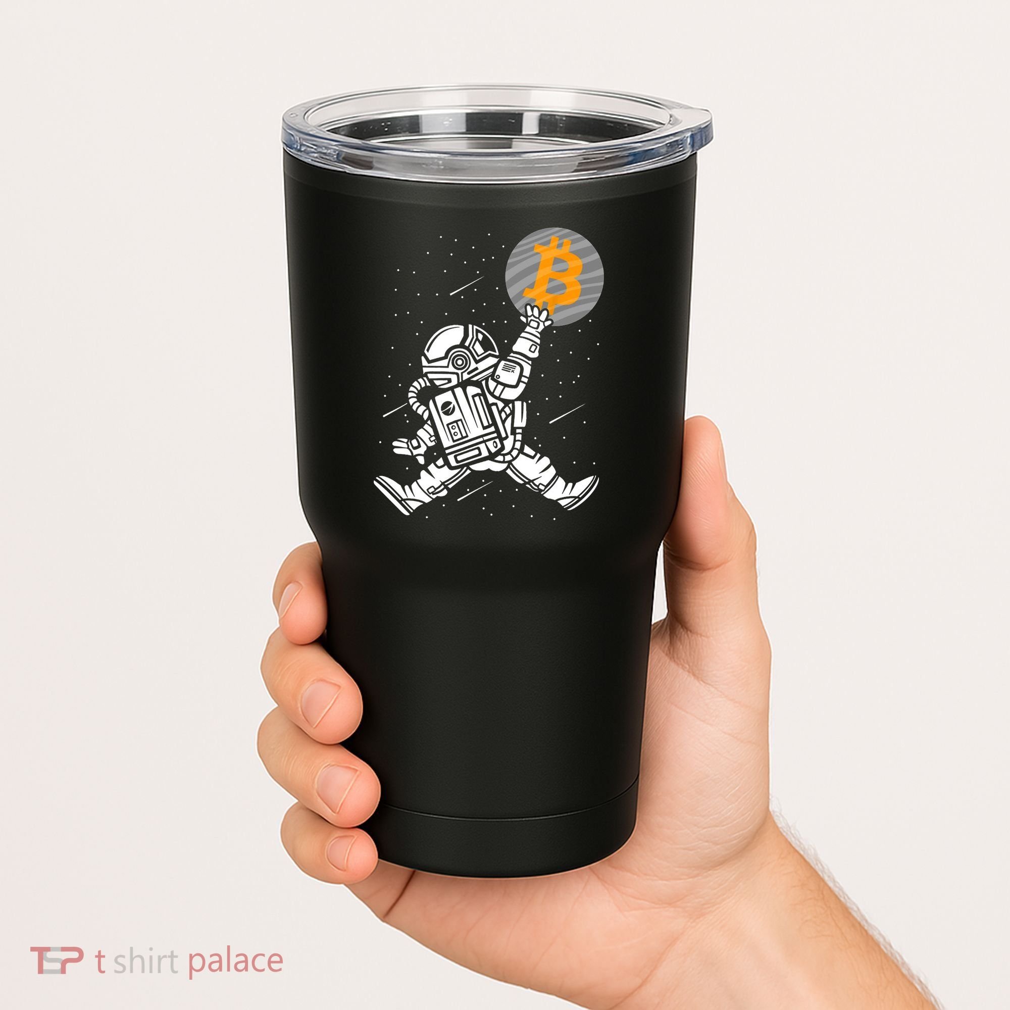 Cryptocurrency Bitcoin Space Moon Funny Tumbler