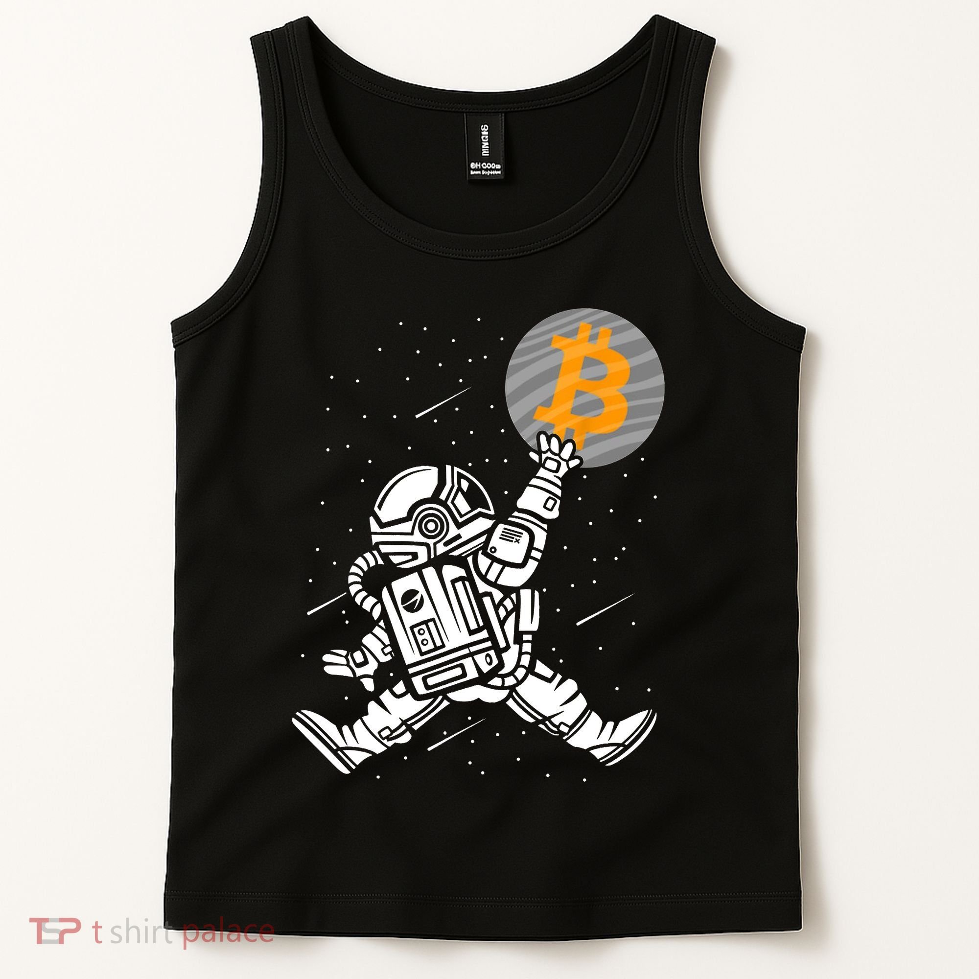 Cryptocurrency Bitcoin Space Moon Funny Tank Top