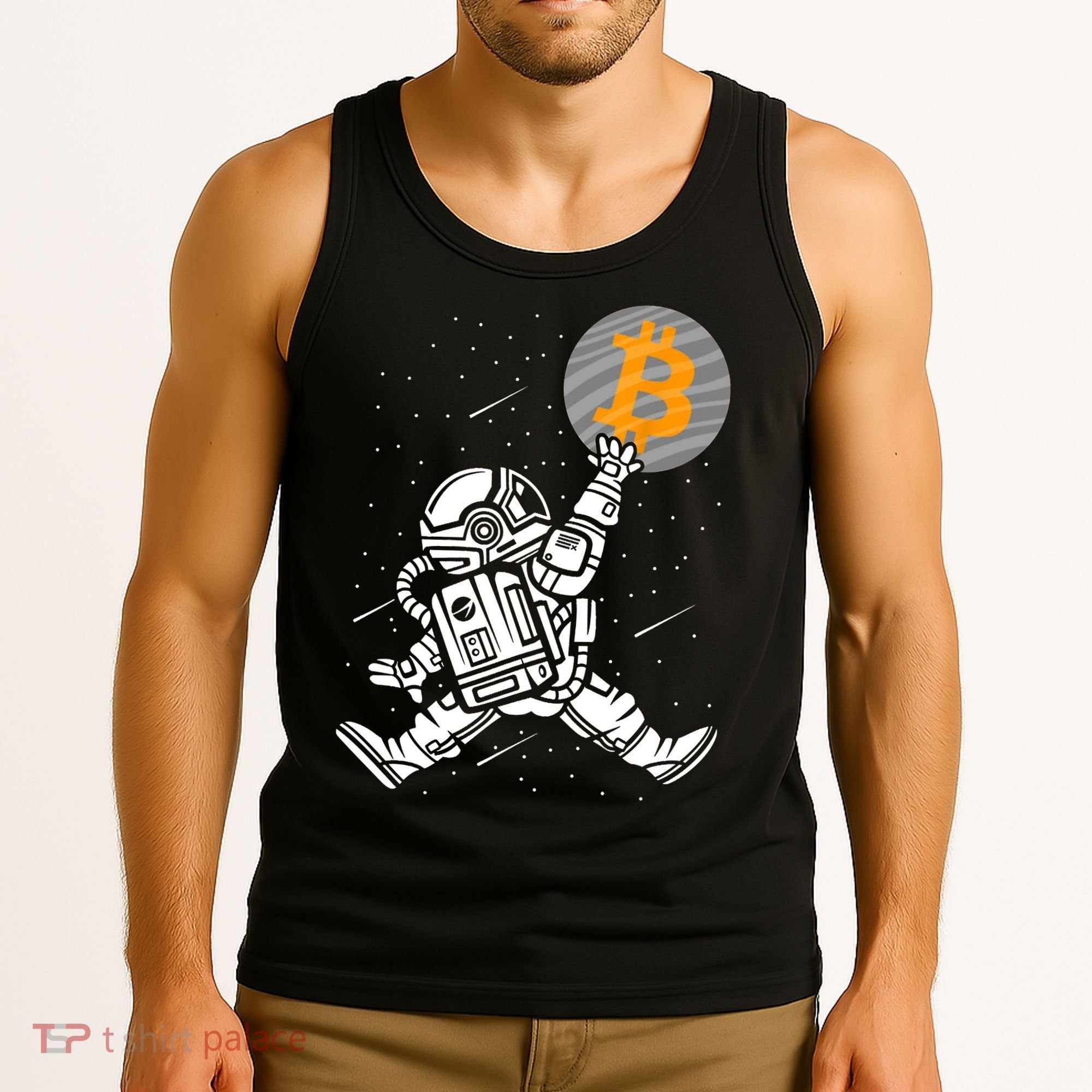 Cryptocurrency Bitcoin Space Moon Funny Tank Top