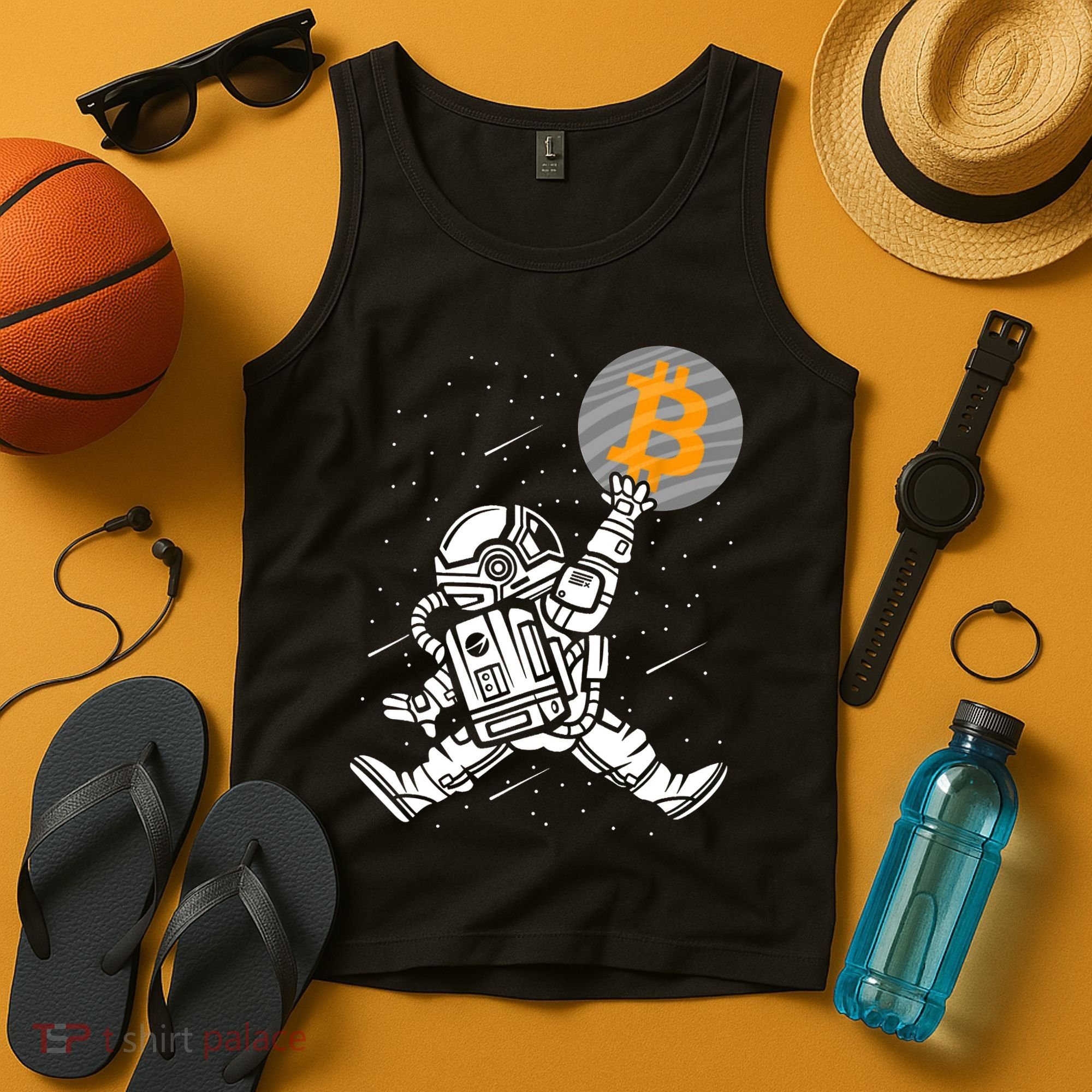 Cryptocurrency Bitcoin Space Moon Funny Tank Top