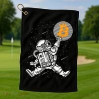 Cryptocurrency Bitcoin Space Moon Funny Golf Towel thumb 1