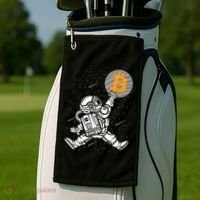 Cryptocurrency Bitcoin Space Moon Funny Golf Towel thumb 2