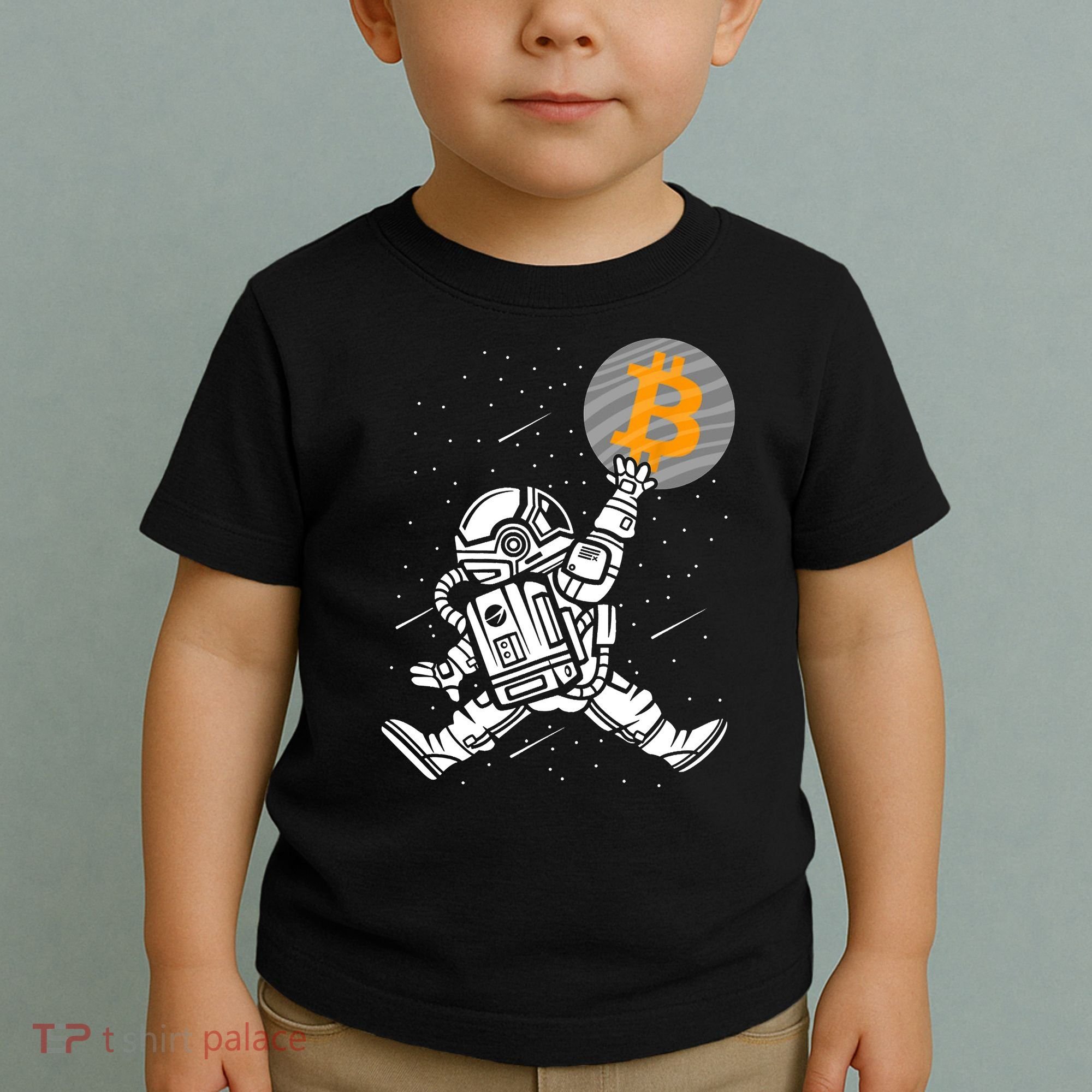 Cryptocurrency Bitcoin Space Moon Funny Toddler T-Shirt