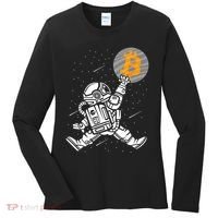 Cryptocurrency Bitcoin Space Moon Funny Women's Long Sleeve Shirt thumb 0