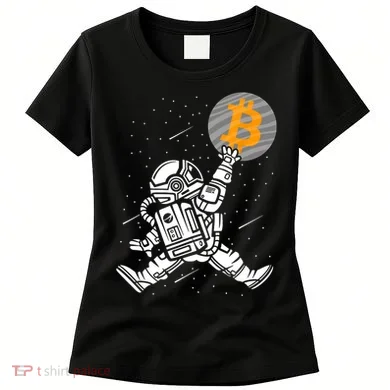 Cryptocurrency Bitcoin Space Moon Funny Women's T-Shirt
