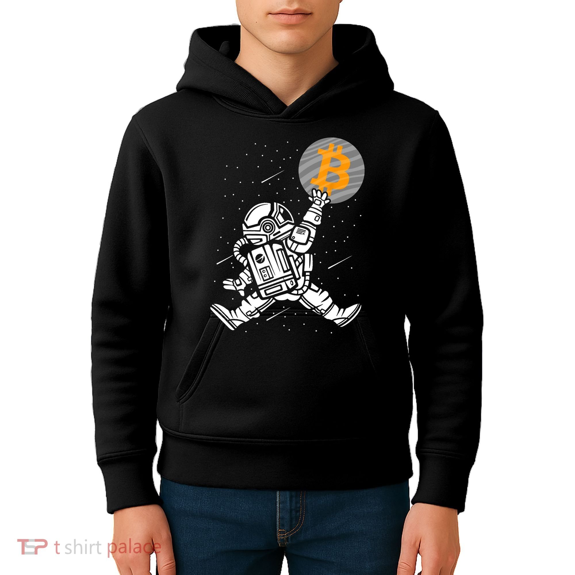 Cryptocurrency Bitcoin Space Moon Funny Kids Hoodie