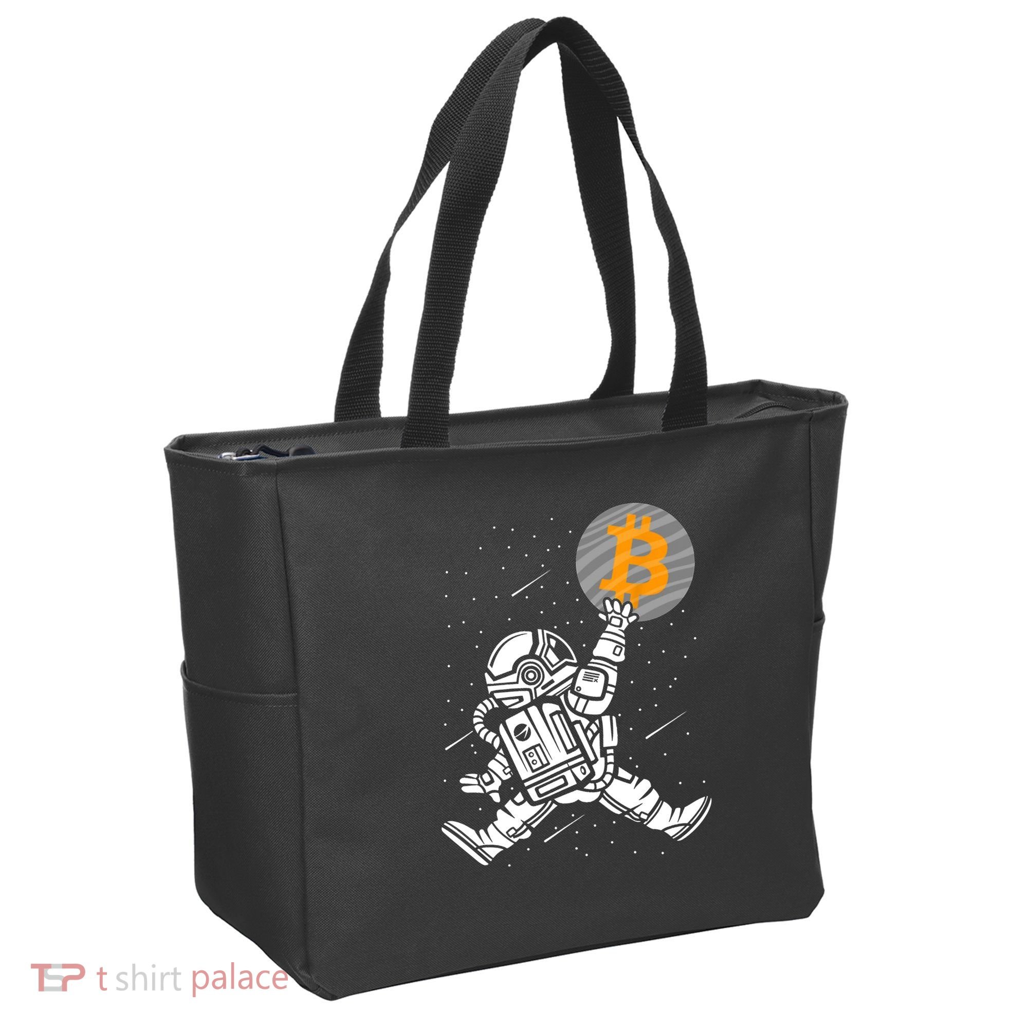 Cryptocurrency Bitcoin Space Moon Funny Tote Bag