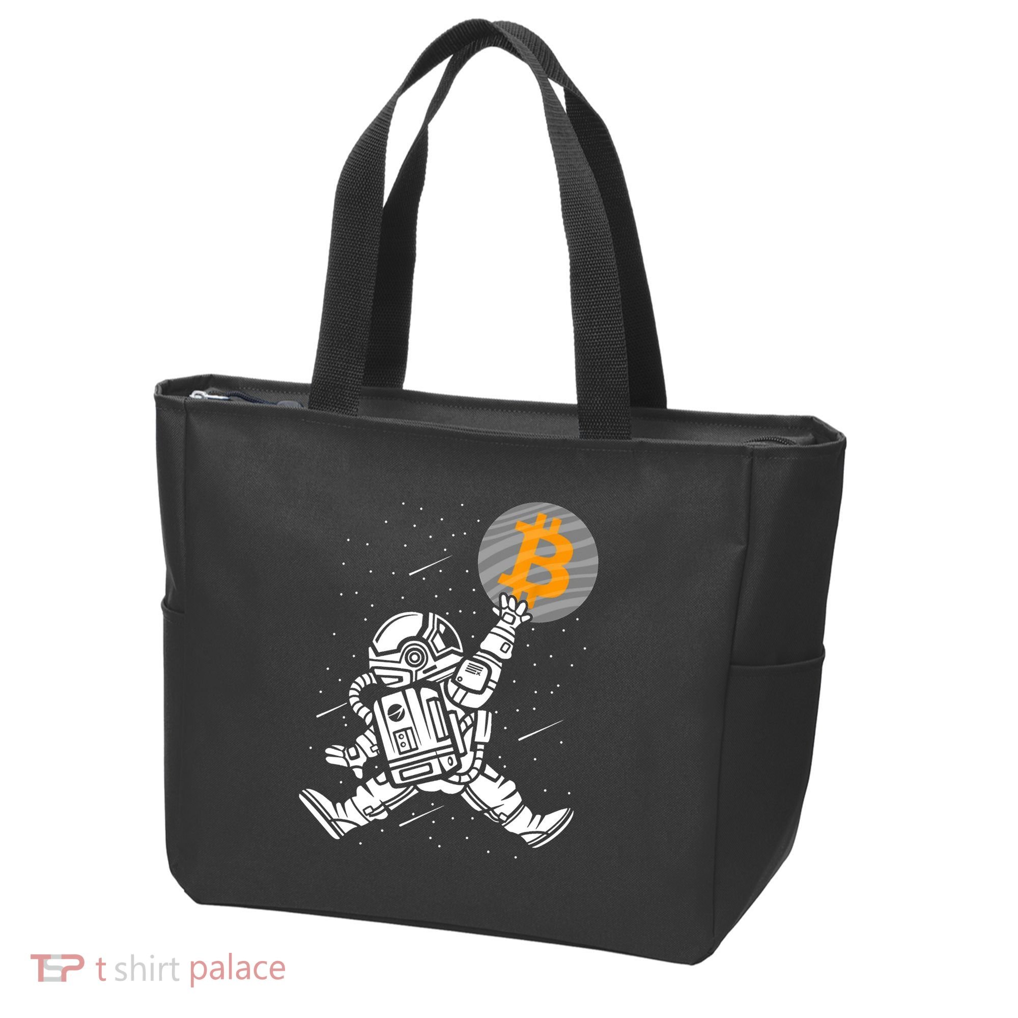 Cryptocurrency Bitcoin Space Moon Funny Tote Bag